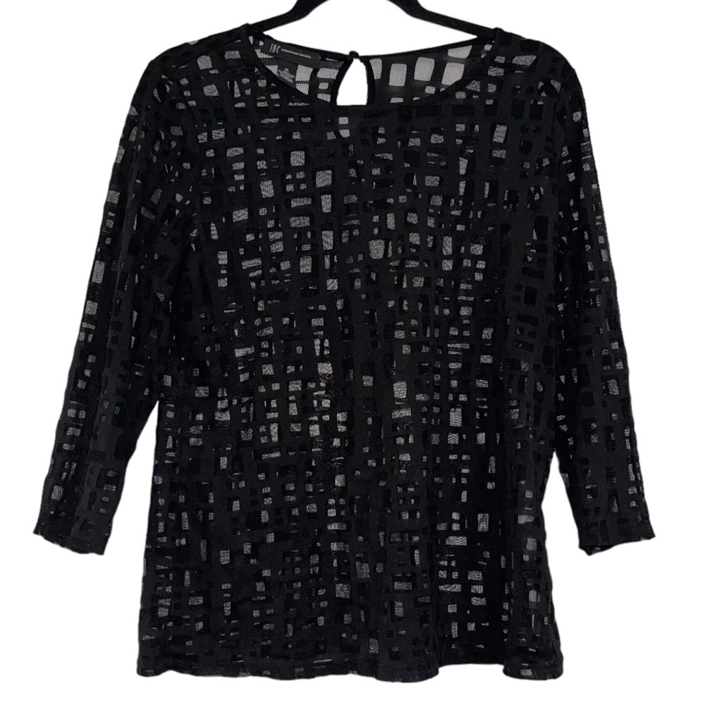 INTERNATIONAL CONCEPTS I.N.C BLACK SQUARE SHEER TOP SIZE XL
